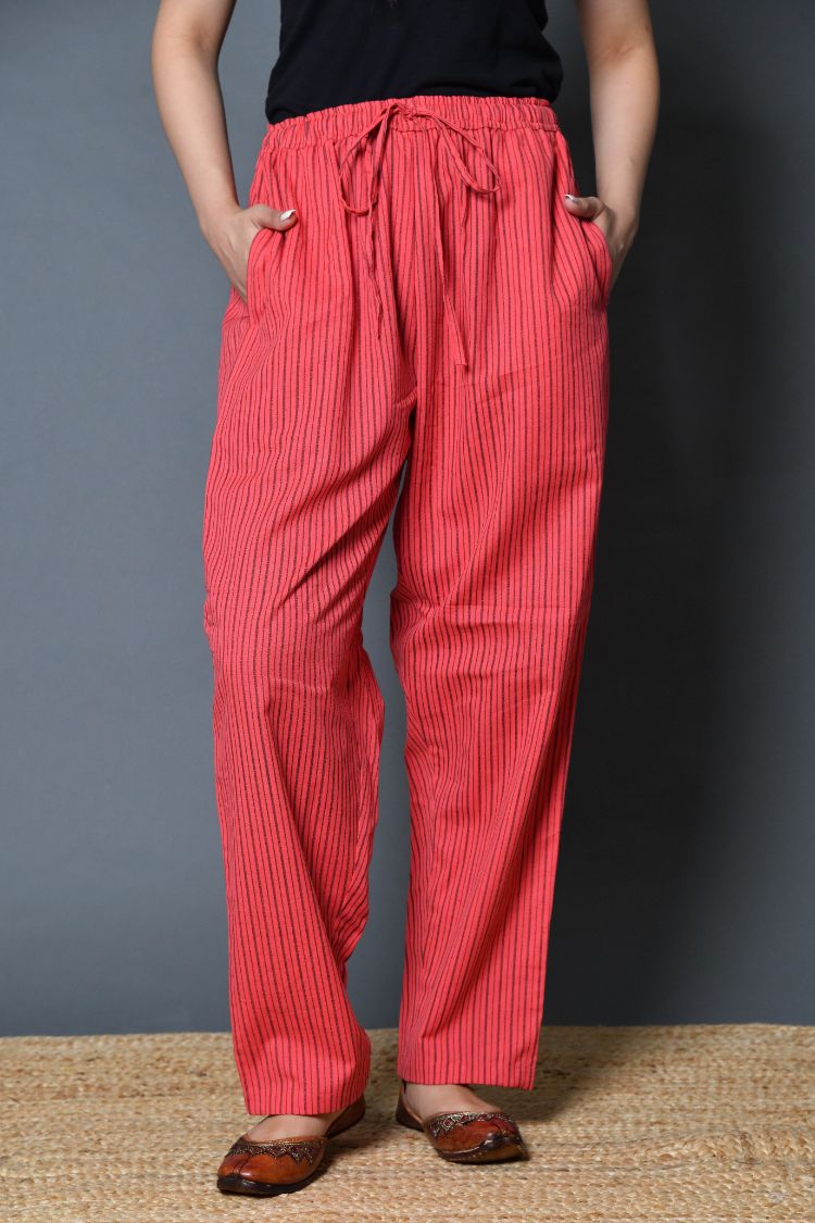Monte Carlo Bottoms Pants and Trousers  Buy Monte Carlo Women Navy Blue Striped  Cotton Palazzo Online  Nykaa Fashion