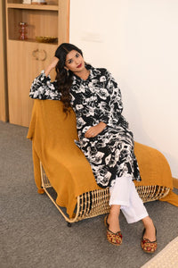 Black Rose Pathani Crepe Kurta