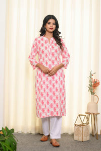 White Pink Diamond Long Kurta