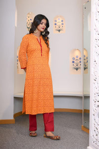 Yellow Bandhej Hand Embroidered Kurta