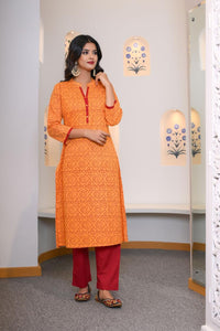 Yellow Bandhej Hand Embroidered Kurta