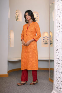 Yellow Bandhej Hand Embroidered Kurta