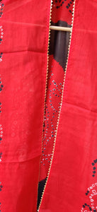 Black Red Ghevar Bandhej Dupatta