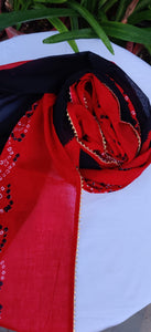 Black Red Ghevar Bandhej Dupatta